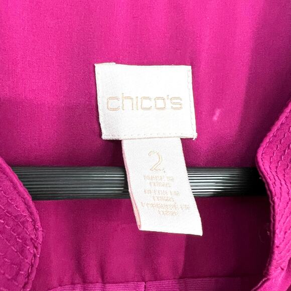 Chicos LARGE 2 Formal Long Sleeve Deep Fuchsia Elegant Dinner Blouse Shirt Top - Picture 2 of 8